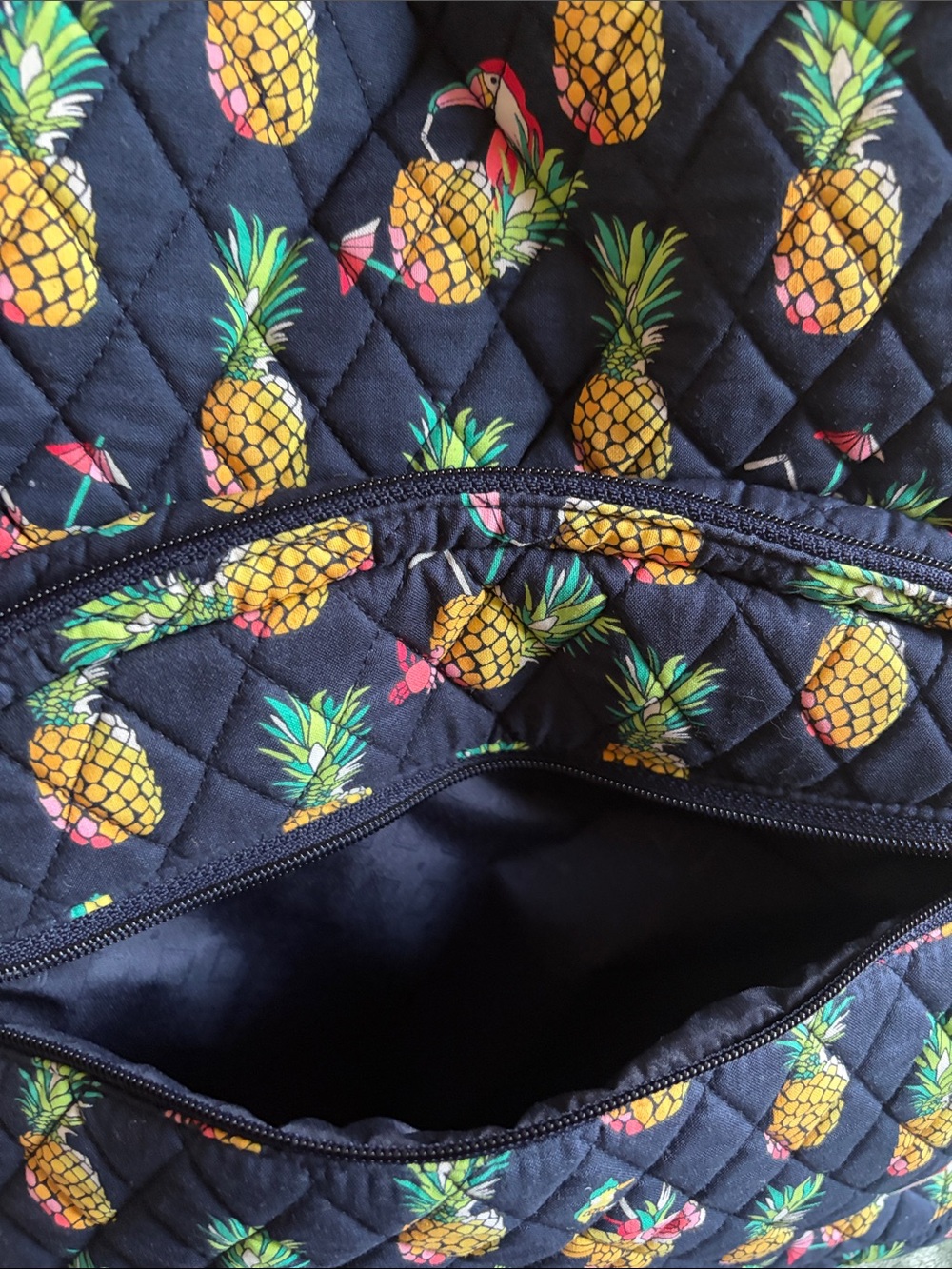 Vera Bradley Navy Quilted Pineapple Print Toucan Party Backpack - Picture 8 of 13